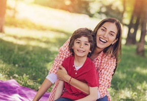 Young mother in park