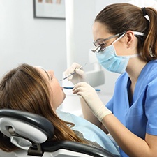 patient at a dental cleaning