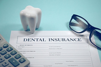 Dental insurance form on blue background