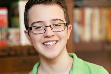 Young boy with braces